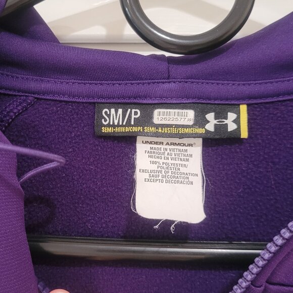 EUC Under Armour Womens Athletic Jacket with Hoodie 2 Pockets Small SM Purple - Picture 5 of 5